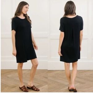 Cozy Earth Women's Boyfriend Bamboo Stretch-Knit Sleep Dress in Black Size XXL